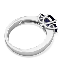 Lab Sapphire Three Stone Round Trellis 14K White Gold ring R4018