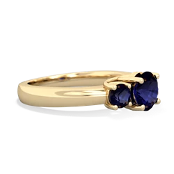 Sapphire Three Stone Round Trellis 14K Yellow Gold ring R4018