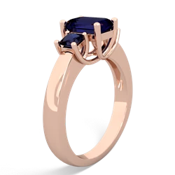 Sapphire Three Stone Emerald-Cut Trellis 14K Rose Gold ring R4021