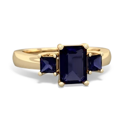 Alexandrite Three Stone Emerald-Cut Trellis 14K Yellow Gold ring R4021