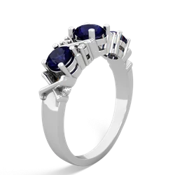 Lab Sapphire Hugs And Kisses 14K White Gold ring R5016