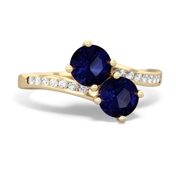 Sapphire Channel Set Two Stone 14K Yellow Gold ring R5303