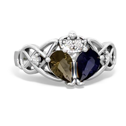 Sapphire 'One Heart' Celtic Knot Claddagh 14K White Gold ring R5322