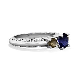 Sapphire Art Deco Eternal Embrace Engagement 14K White Gold ring C2003