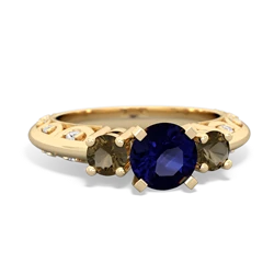 Sapphire Art Deco Eternal Embrace Engagement 14K Yellow Gold ring C2003