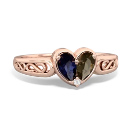 Sapphire Filligree 'One Heart' 14K Rose Gold ring R5070