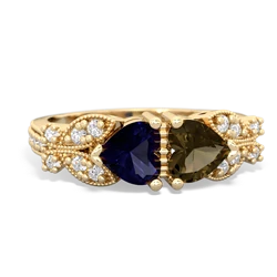 Sapphire Diamond Butterflies 14K Yellow Gold ring R5601