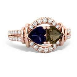 Sapphire Art-Deco Keepsake 14K Rose Gold ring R5630