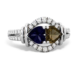 Sapphire Art-Deco Keepsake 14K White Gold ring R5630