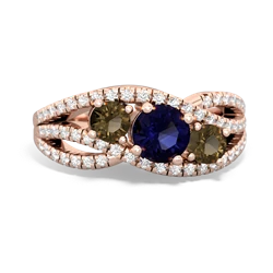 Sapphire Three Stone Aurora 14K Rose Gold ring R3080