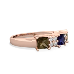 Sapphire Three Stone Diamond Cluster 14K Rose Gold ring R2592