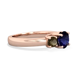 Sapphire Three Stone Round Trellis 14K Rose Gold ring R4018