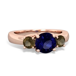 Sapphire Three Stone Round Trellis 14K Rose Gold ring R4018