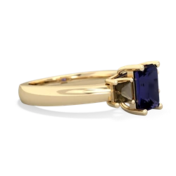 Sapphire Three Stone Emerald-Cut Trellis 14K Yellow Gold ring R4021