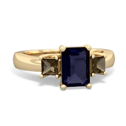 Sapphire Three Stone Emerald-Cut Trellis 14K Yellow Gold ring R4021