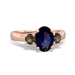 Sapphire Three Stone Oval Trellis 14K Rose Gold ring R4024