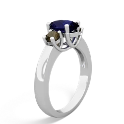 Sapphire Three Stone Oval Trellis 14K White Gold ring R4024