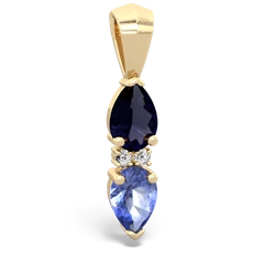 Sapphire Bowtie Drop 14K Yellow Gold pendant P0865