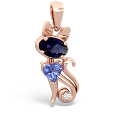 Sapphire Kitten 14K Rose Gold pendant P5780