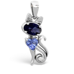 Sapphire Kitten 14K White Gold pendant P5780