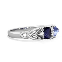 Sapphire Celtic Knot Double Heart 14K White Gold ring R5040