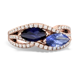 Sapphire Diamond Rivers 14K Rose Gold ring R3070