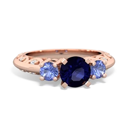 Sapphire Art Deco Eternal Embrace Engagement 14K Rose Gold ring C2003