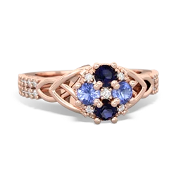Sapphire Celtic Knot Cluster Engagement 14K Rose Gold ring R26443RD