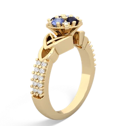 Sapphire Celtic Knot Cluster Engagement 14K Yellow Gold ring R26443RD