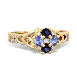 Sapphire Celtic Knot Cluster Engagement 14K Yellow Gold ring R26443RD