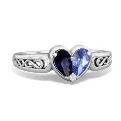 Sapphire Filligree 'One Heart' 14K White Gold ring R5070