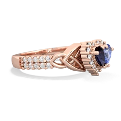 Sapphire Celtic Knot Two Hearts As One 14K Rose Gold ring R2644HRT