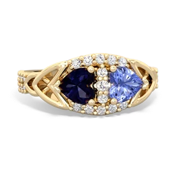 Sapphire Sparkling Celtic Knot 14K Yellow Gold ring R2645