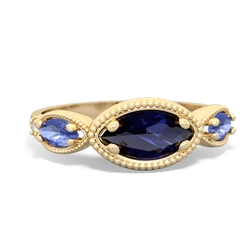 Sapphire Milgrain Marquise 14K Yellow Gold ring R5700