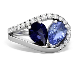 Sapphire Nestled Heart Keepsake 14K White Gold ring R5650