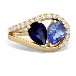 Sapphire Nestled Heart Keepsake 14K Yellow Gold ring R5650