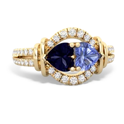 Sapphire Art-Deco Keepsake 14K Yellow Gold ring R5630