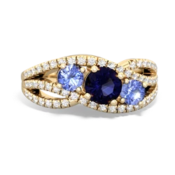 Sapphire Three Stone Aurora 14K Yellow Gold ring R3080