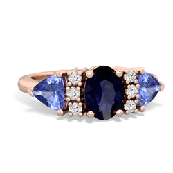 Sapphire Antique Style Three Stone 14K Rose Gold ring R2186