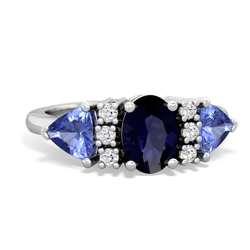 Sapphire Antique Style Three Stone 14K White Gold ring R2186