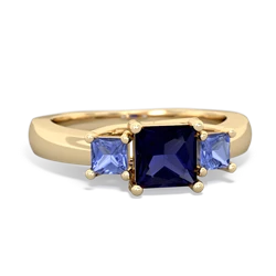 Sapphire Three Stone Trellis 14K Yellow Gold ring R4015