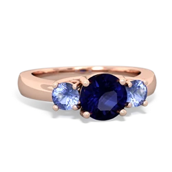 Sapphire Three Stone Round Trellis 14K Rose Gold ring R4018