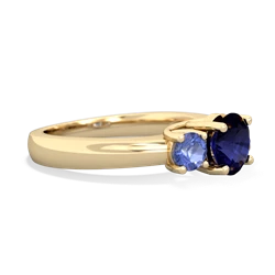 Sapphire Three Stone Round Trellis 14K Yellow Gold ring R4018