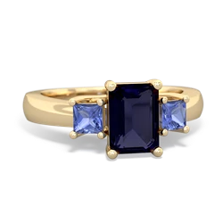 Sapphire Three Stone Emerald-Cut Trellis 14K Yellow Gold ring R4021