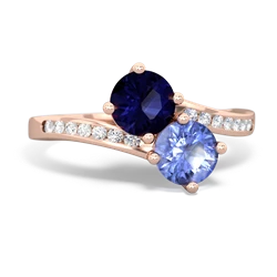 Sapphire Channel Set Two Stone 14K Rose Gold ring R5303