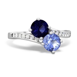 Sapphire Channel Set Two Stone 14K White Gold ring R5303