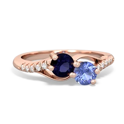 Sapphire Infinity Pave Two Stone 14K Rose Gold ring R5285