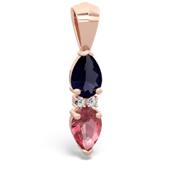 Sapphire Bowtie Drop 14K Rose Gold pendant P0865