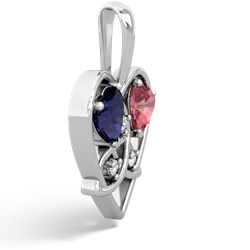 Sapphire Celtic Trinity Heart 14K White Gold pendant P5331