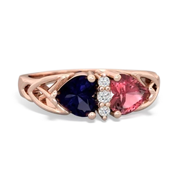 Sapphire Celtic Knot Double Heart 14K Rose Gold ring R5040